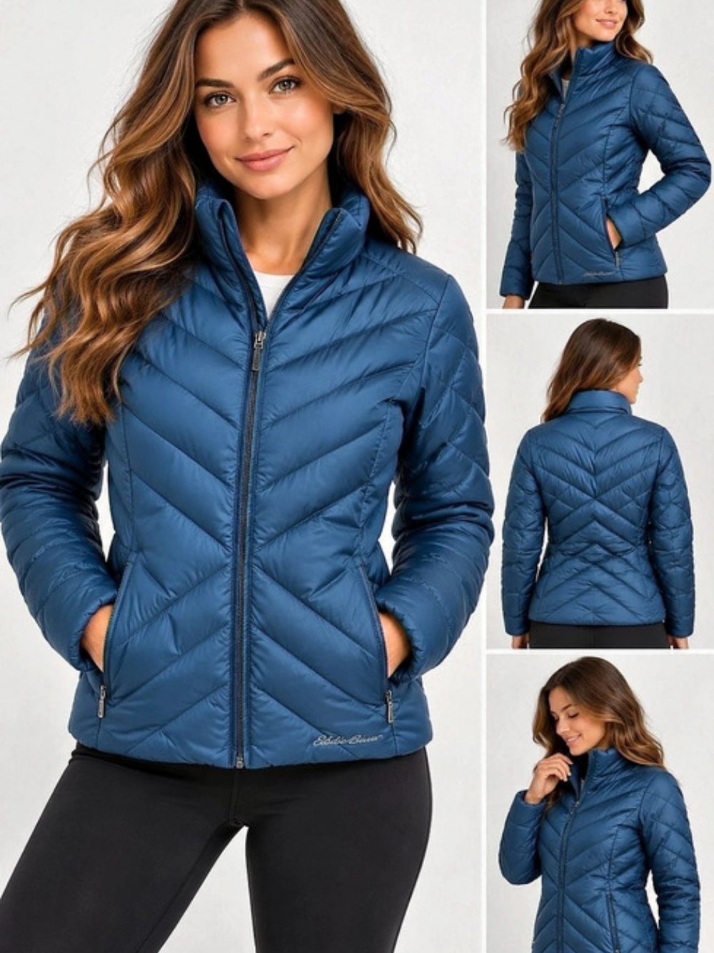 Eddie Bauer Premium Goose Down Blue Puffer Jacket XS